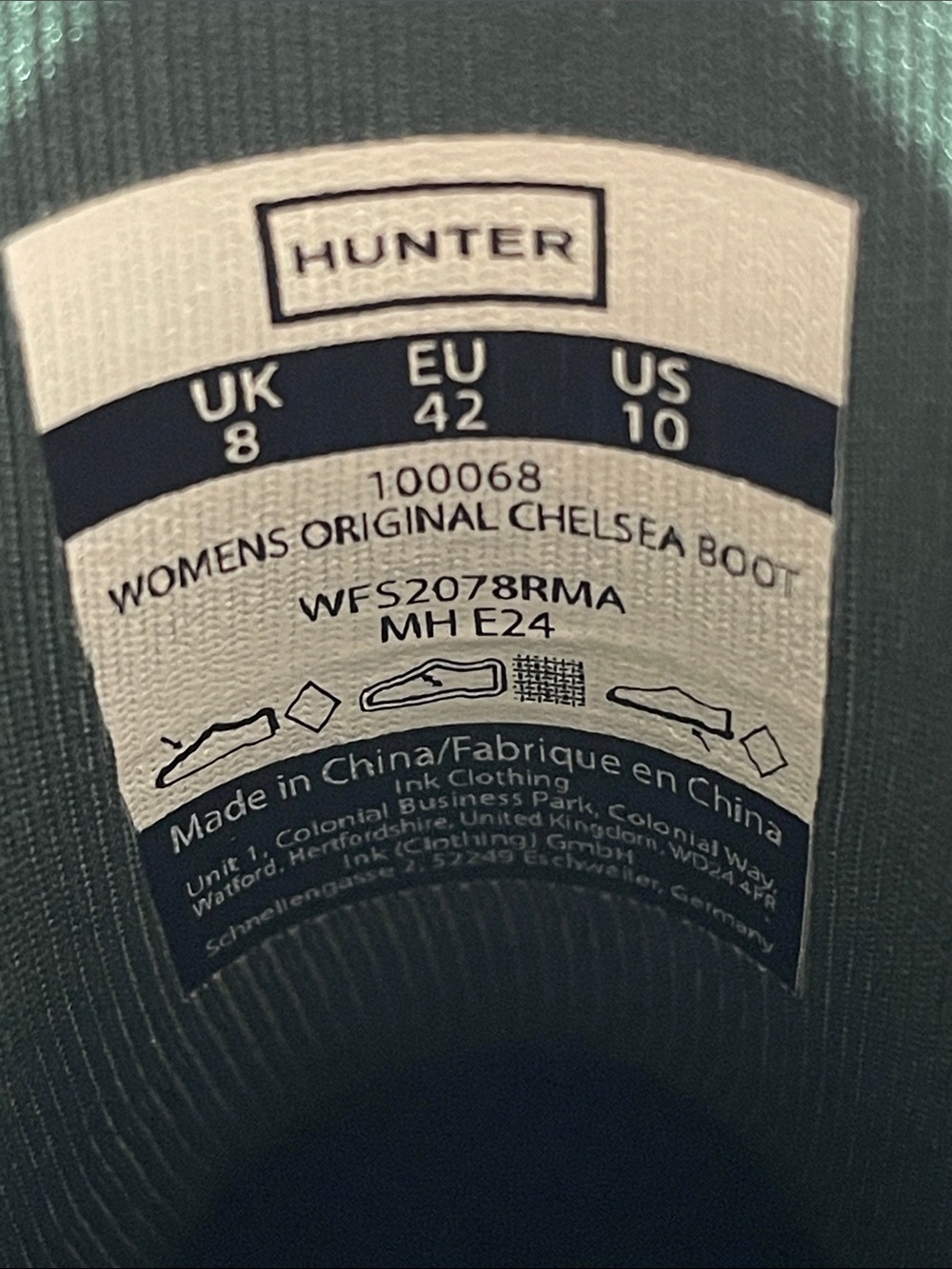 HUNTER Original Chelsea Boots Green Slip-On Rubber Ankle Boots Size 10 NEW - Picture 11 of 14